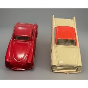 2 VTG Plastic Toy Cars Ingap Made In Italy # 12 Chrysler # 6 Red Coupe Very Nice